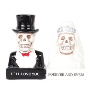 Day of the Dead Wedding Couple Love Never Dies Salt and Pepper Shaker Set